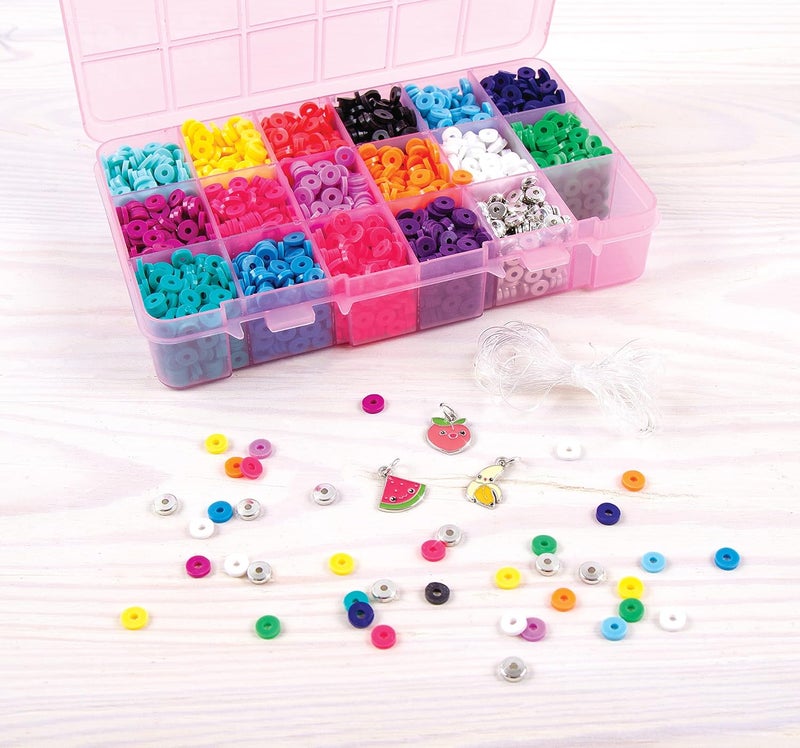 Make It Real Heishi Beads Making Kit Silver Charms and Storage Box - Ideal for Friendship Bracelets - Image 3